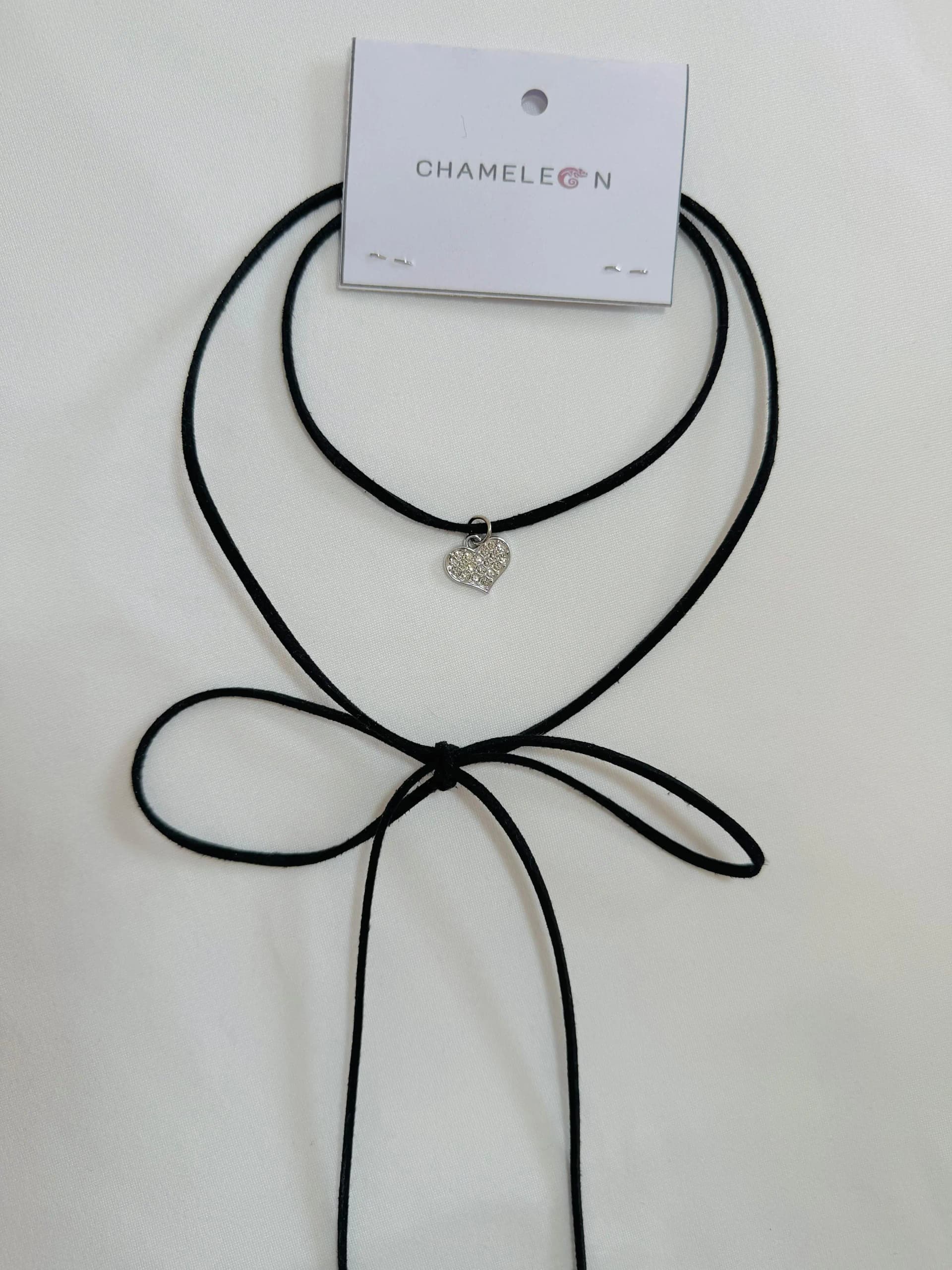 Choker corazon strass plateado - imagen 2