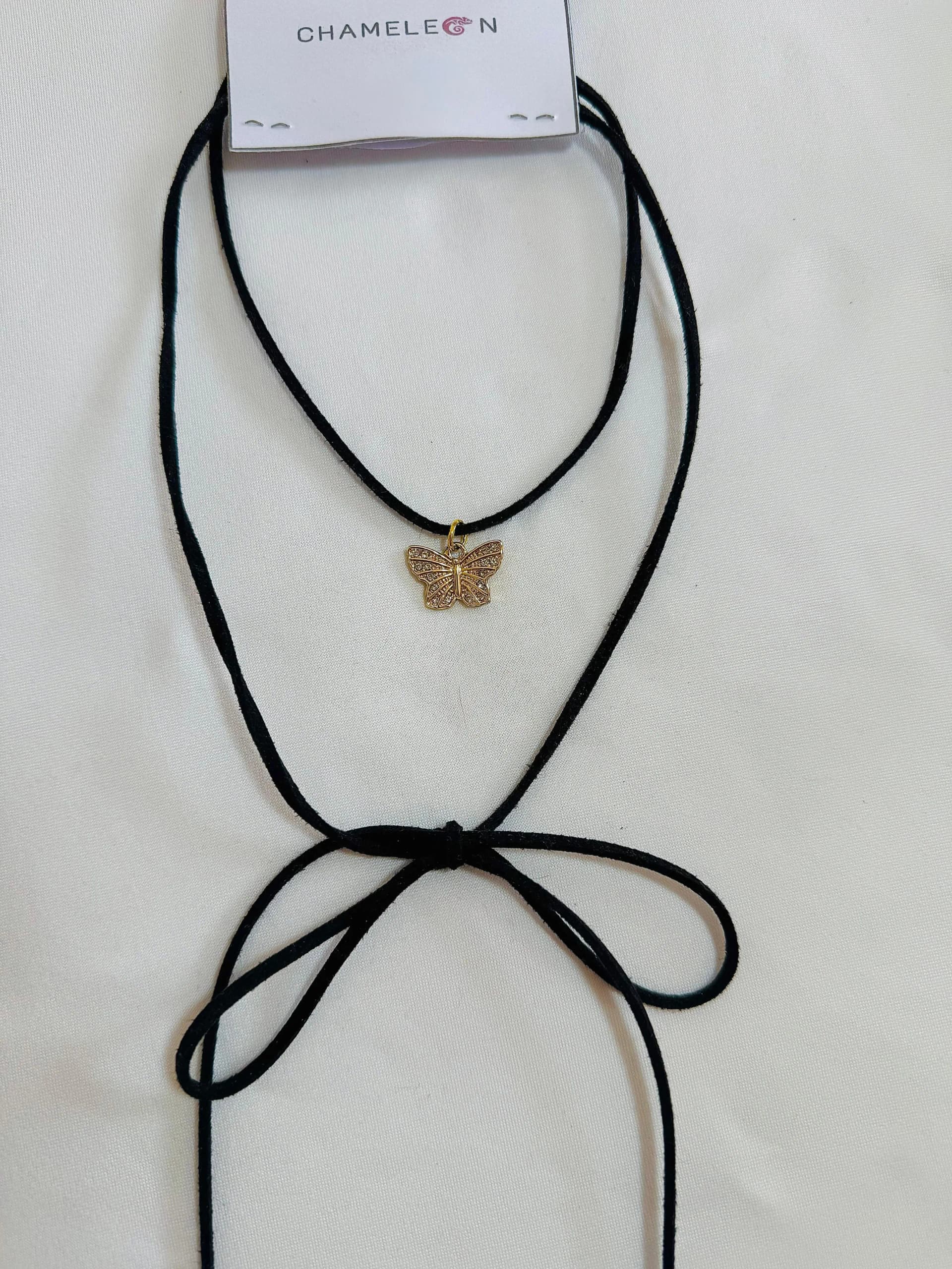 Choker mariposa strass dorado - imagen 2