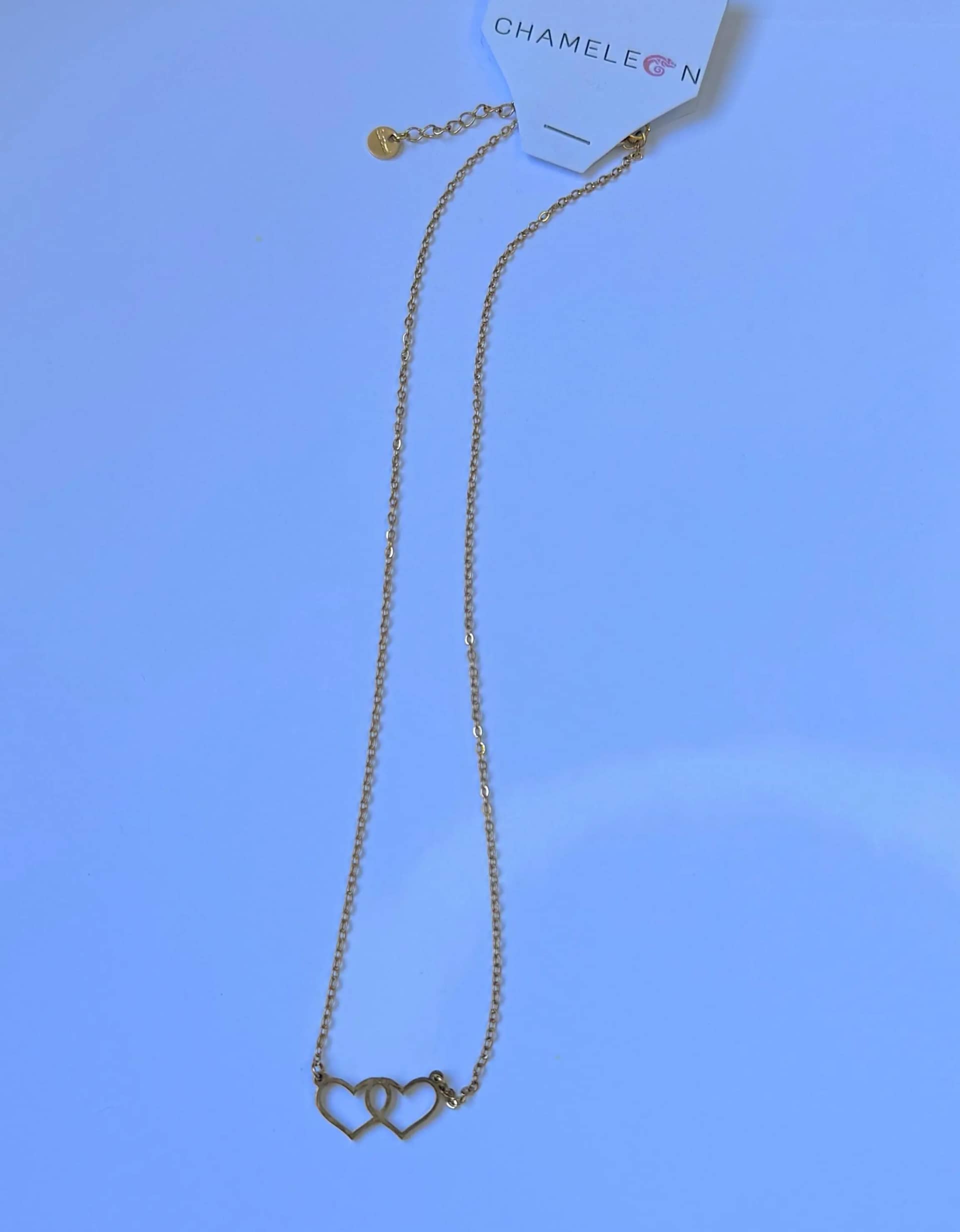 cadena corazon doble acero dorado
