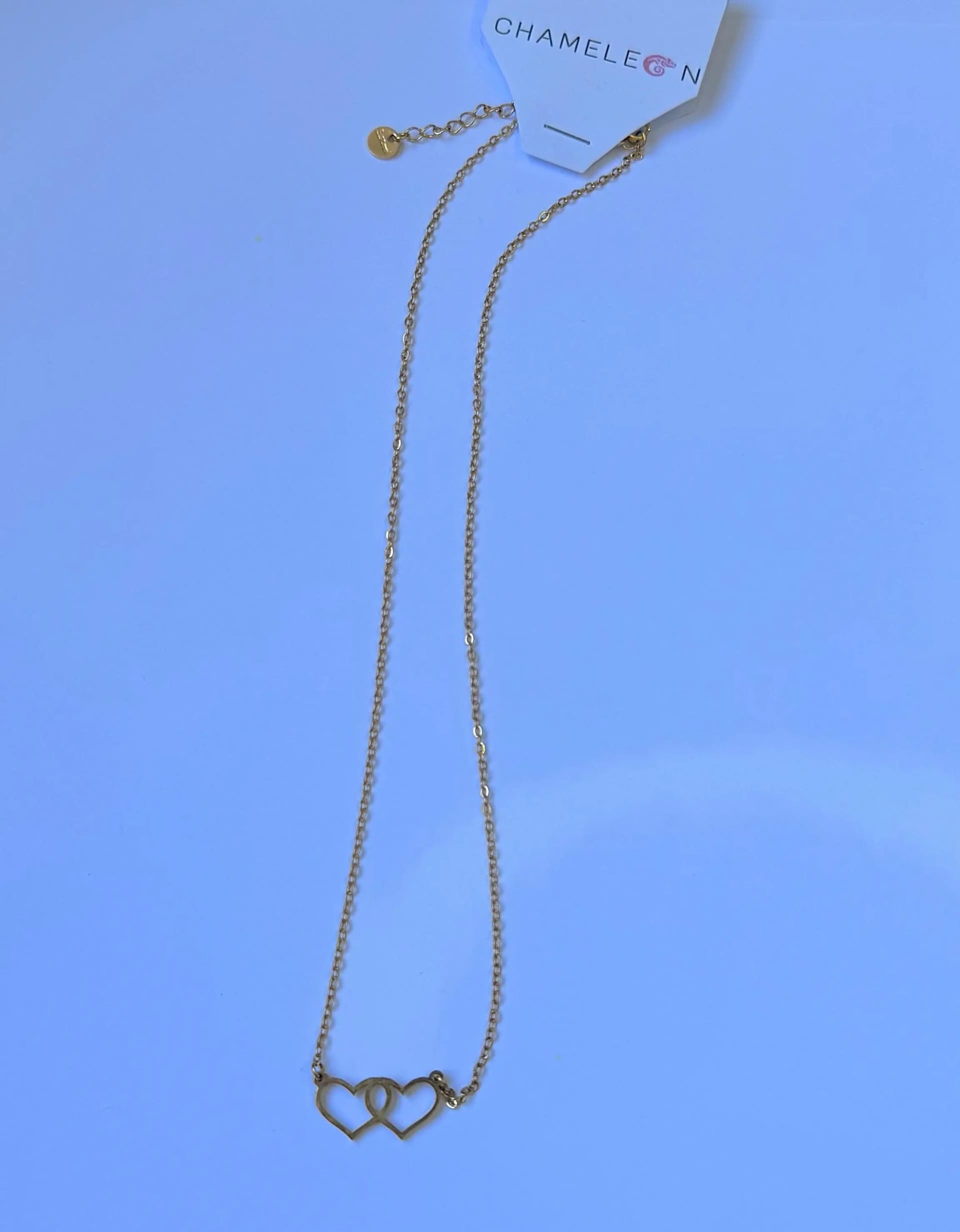 cadena corazon doble acero dorado - imagen 1
