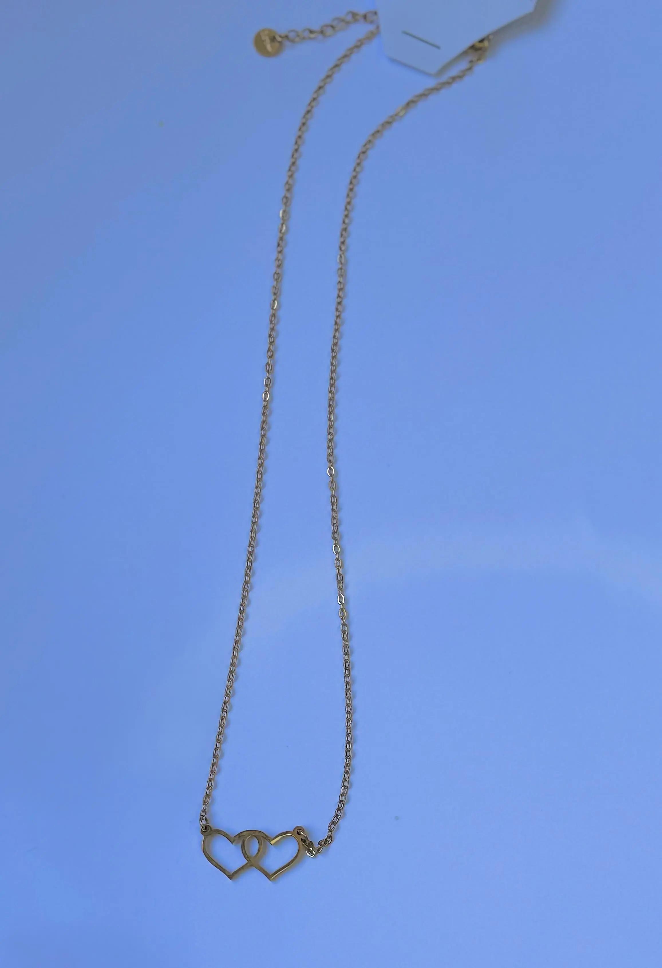 cadena corazon doble acero dorado - imagen 2