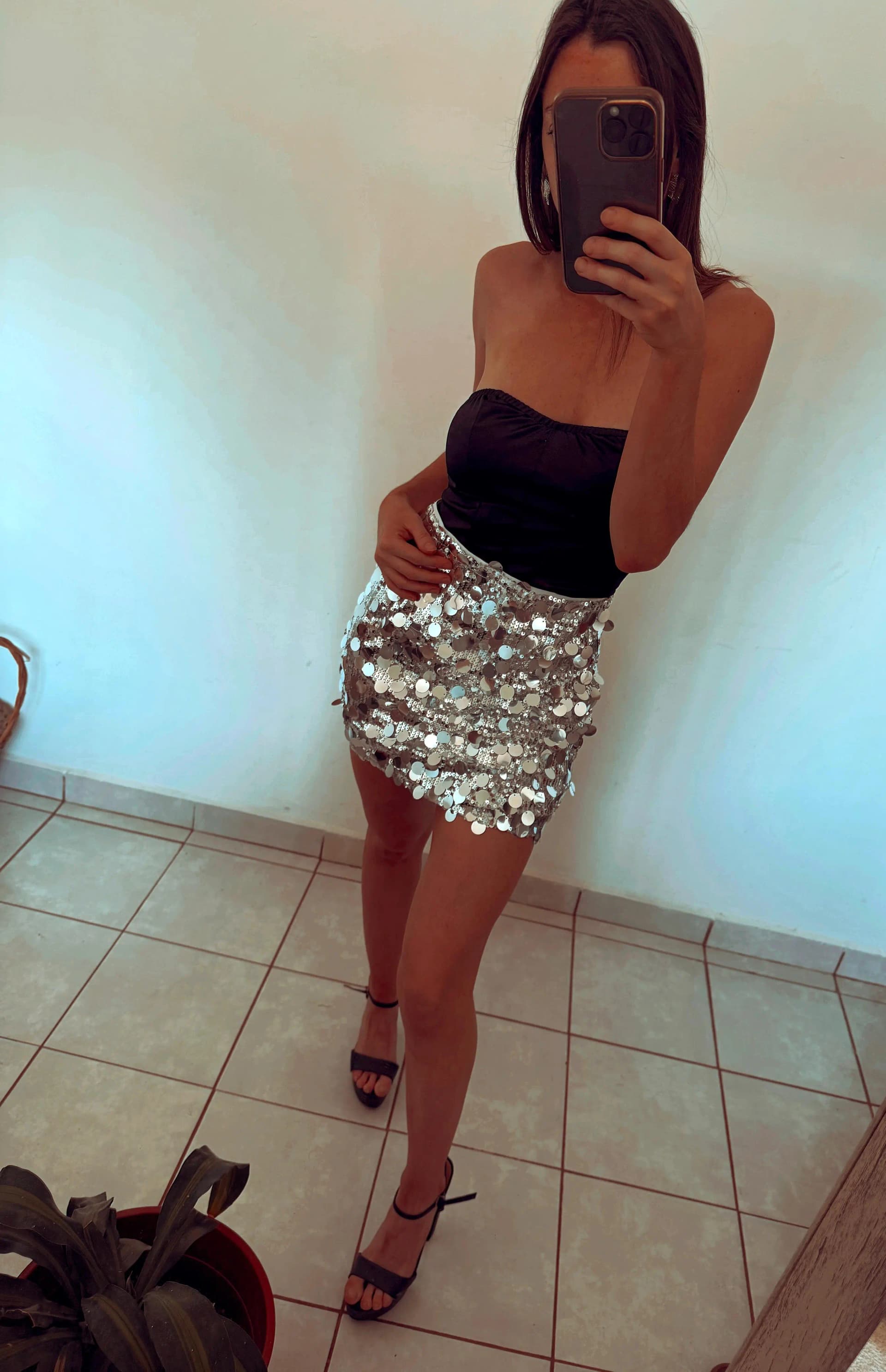 Pollera lentejuelas disco silver - imagen 9