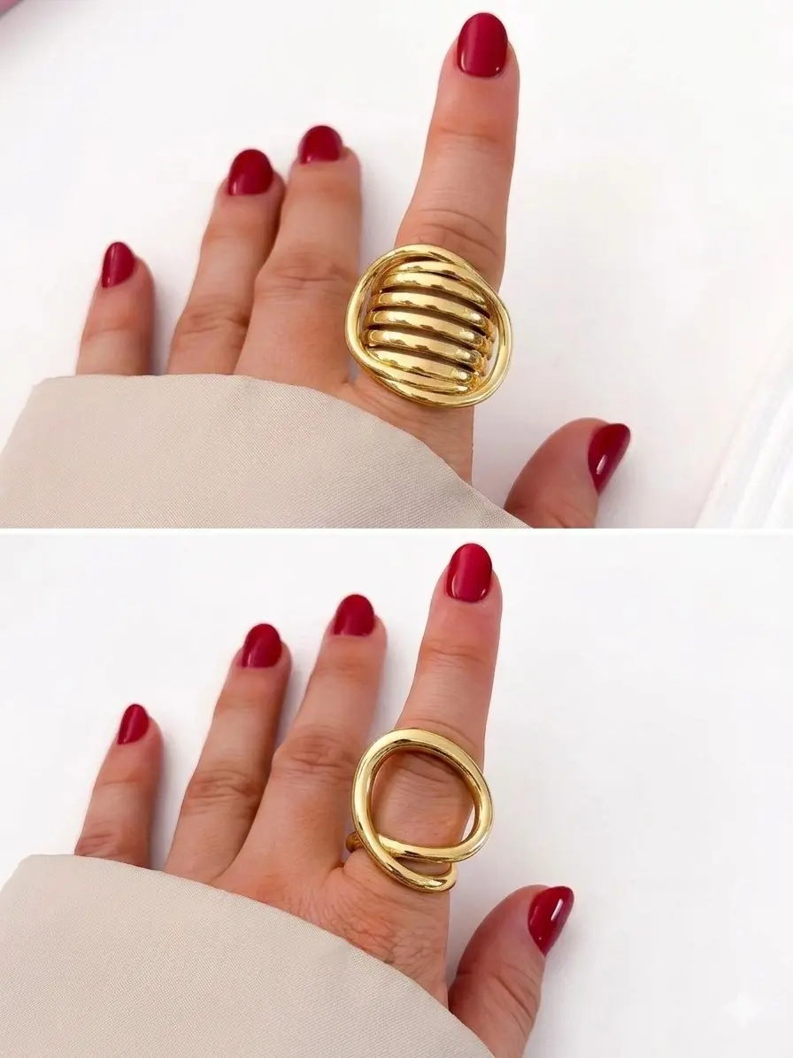 Anillo circulo acero dorado - imagen 1